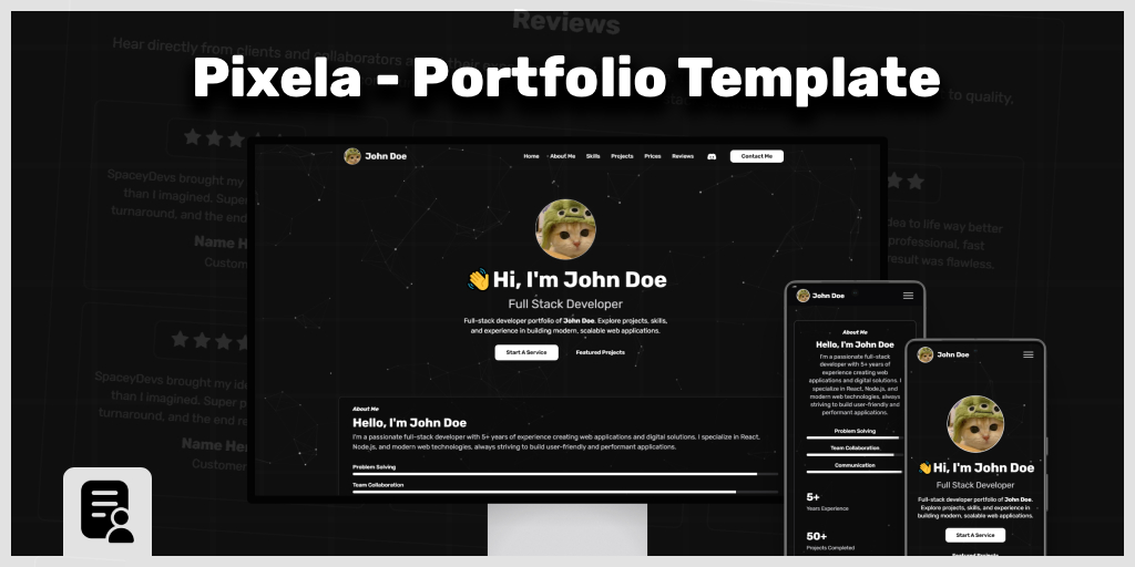 Pixela - Portfolio Template on Polymart - Minecraft Websites
