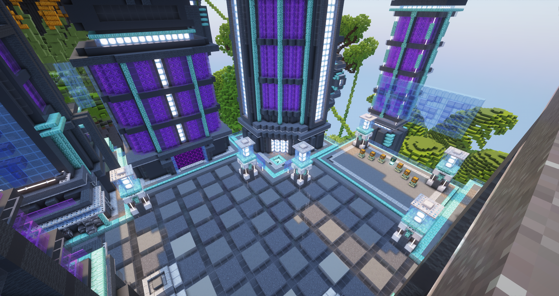 Futuristic spawn on Polymart - Minecraft Builds